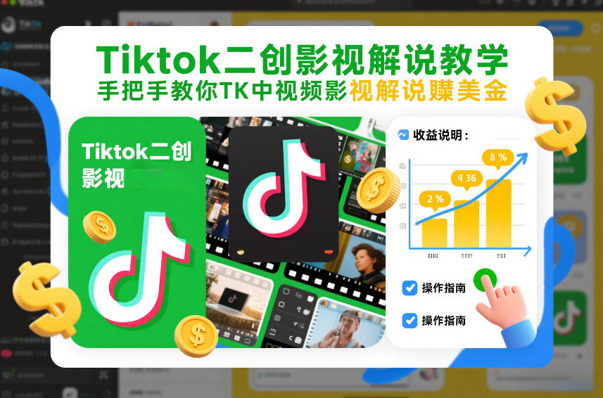 Tiktok二创影视解说教学，手把手教你TK中视频影视解说賺美金(更新26年1月)-米创网