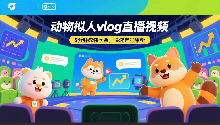 动物拟人vlog直播视频，5分钟教你学会，快速起号涨粉-米创网