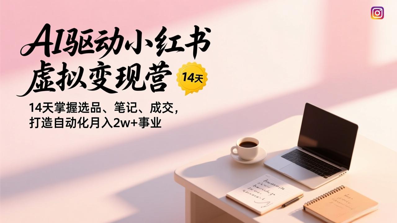 AI驱动小红书虚拟变现营，14天掌握选品、笔记、成交，打造自动化月入2w+事业-米创网