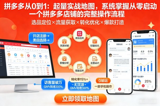 拼多多从0到1：起量实战地图，系统掌握从零启动一个拼多多店铺的完整操作流程-米创网