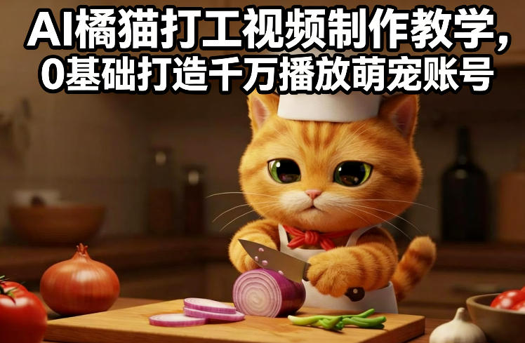 AI橘猫打工视频制作教学，流量狂飙，0基础打造千万播放萌宠账号-米创网