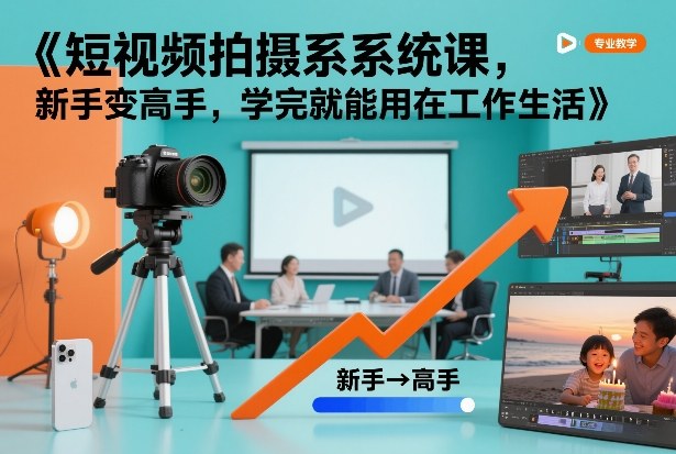 短视频拍摄系统课，新手变高手，学完就能用在工作生活-米创网