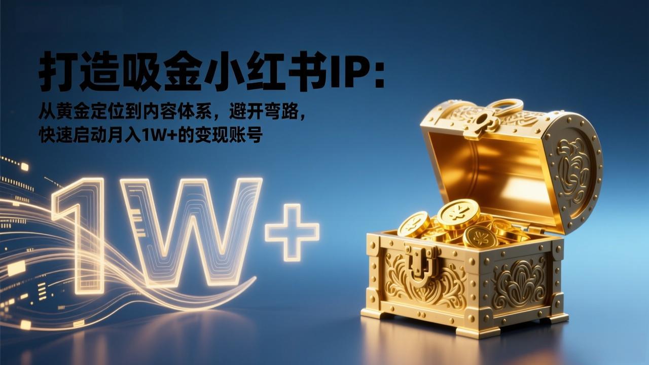 打造吸金小红书IP：从黄金定位到内容体系，避开弯路，快速启动月入1W+的变现账号-米创网
