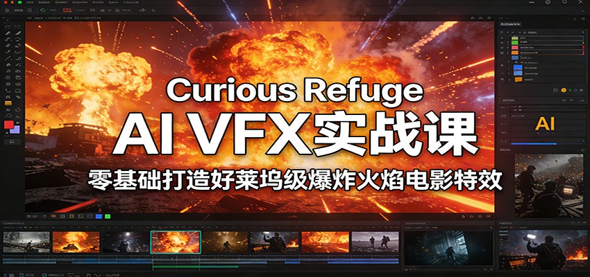 Curious Refuge AI VFX实战课，零基础打造好莱坞级爆炸火焰电影特效-米创网