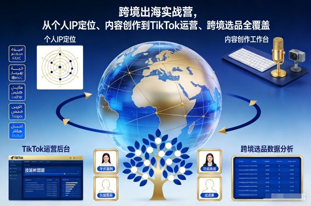 跨境出海实战营，从个人IP定位、内容创作到TikTok运营、跨境选品全覆盖-米创网