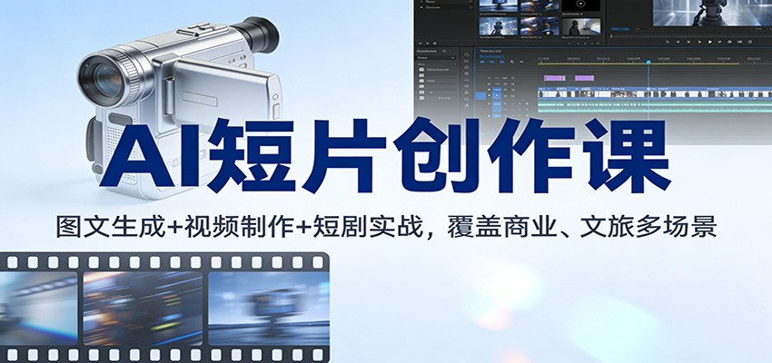 AI短片创作课：图文生成+ 视频制作+短剧实战，覆盖商业、 文旅多场景-米创网