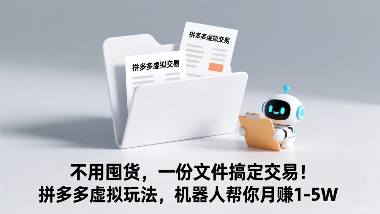 不用囤货，一份文件搞定交易！拼多多虚拟玩法，机器人帮你月赚 1-5W-米创网