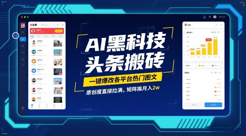 AI黑科技头条搬砖，一键爆改各平台热门图文，原创度直接拉满，矩阵搞月入2W【揭秘】-米创网