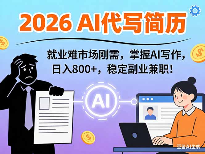 AI代写简历，超暴利，用万能模板月入1-3万实战教程，2026年市场刚需！-米创网
