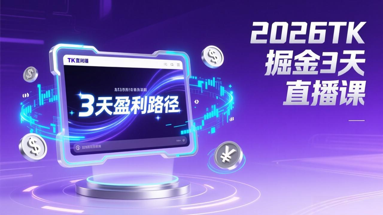 2026TK掘金直播课，起号涨粉+直播带货+商单变现+3天打通盈利路径，月入过万美金-米创网