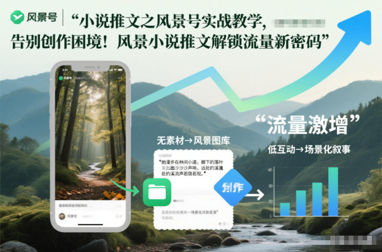 小说推文之风景号实战教学，告别创作困境！风景小说推文解锁流量新密码-米创网
