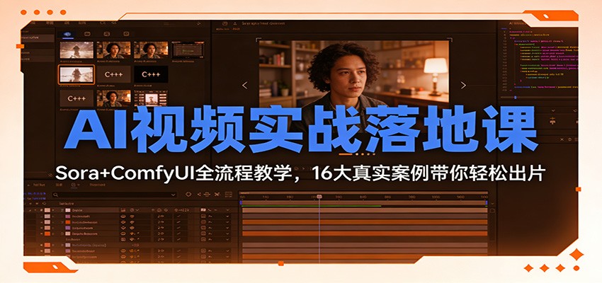 AI视频实战落地课：Sora+ComfyUI全流程教学，16大真实案例带你轻松出片-米创网