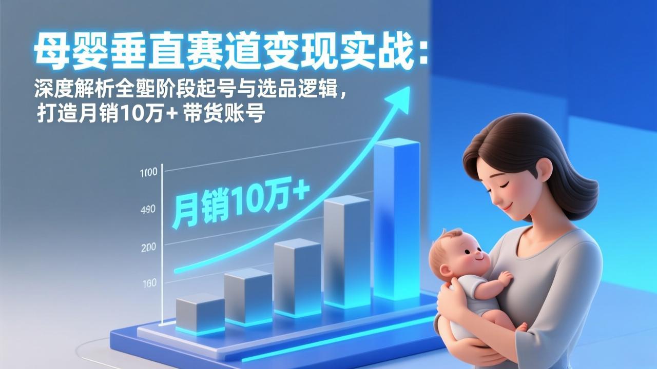 母婴垂直赛道变现实战：深度解析三大阶段起号与选品逻辑，打造月销10万+带货账号-米创网