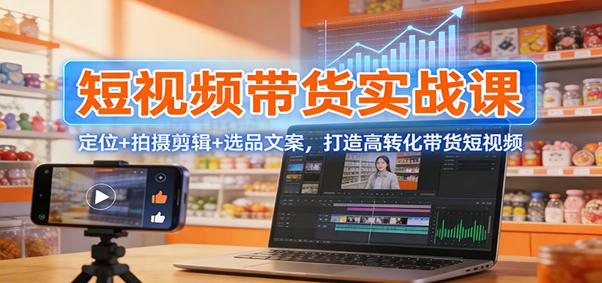 短视频带货实战课：定位+拍摄剪辑+选品文案，打造高转化带货短视频-米创网