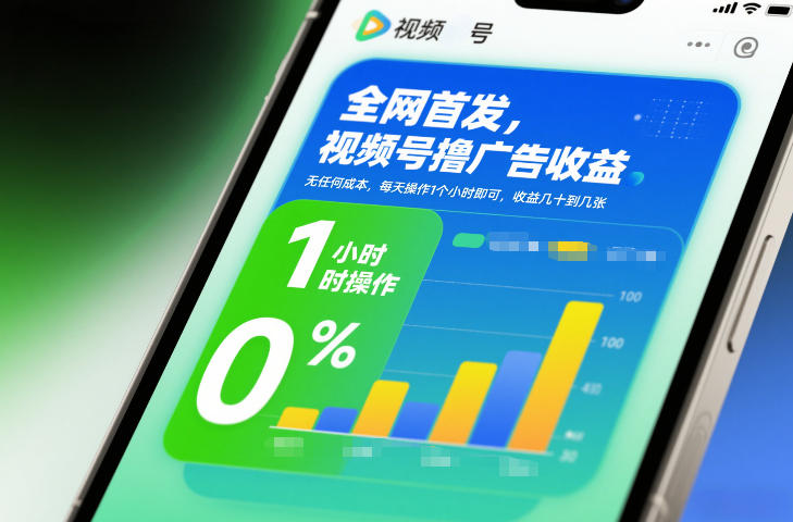 全网首发，视频号撸广告收益，无任何成本，每天操作1个小时即可，收益几十到几张-米创网