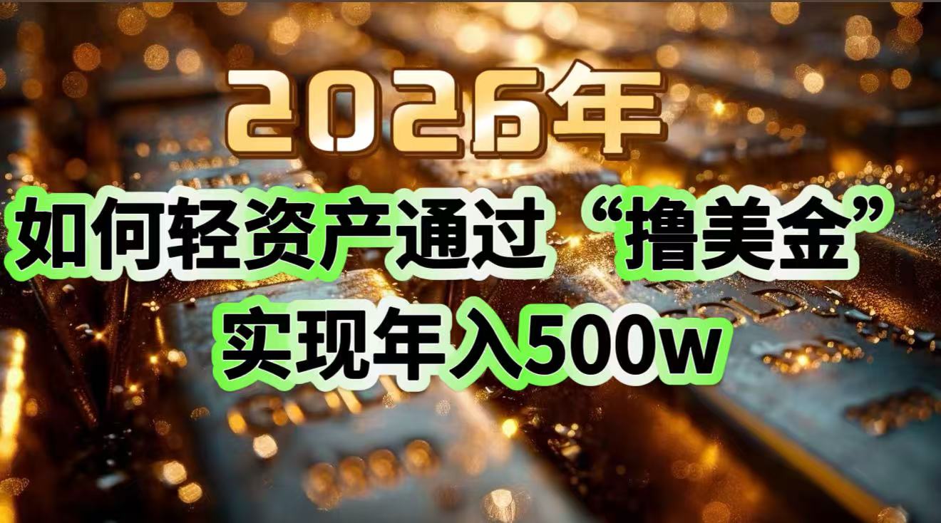 2026年如何轻资产通过“撸美金”实现年入500w-米创网