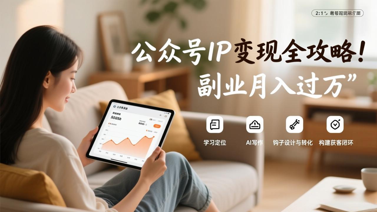 公众号IP变现全攻略，学习定位、AI写作、钩子设计与转化，构建获客闭环，副业月入过万-米创网