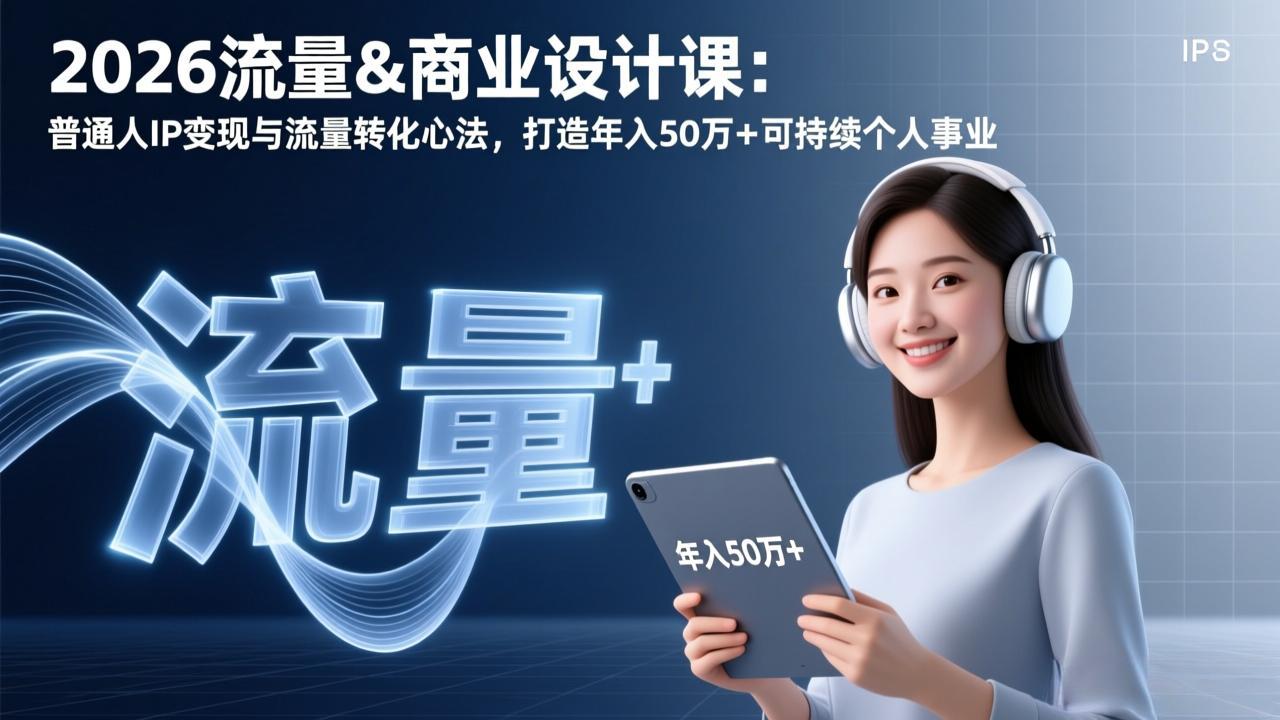 2026流量&商业设计课：普通人IP变现与流量转化心法，打造年入50万+可持续个人事业-米创网