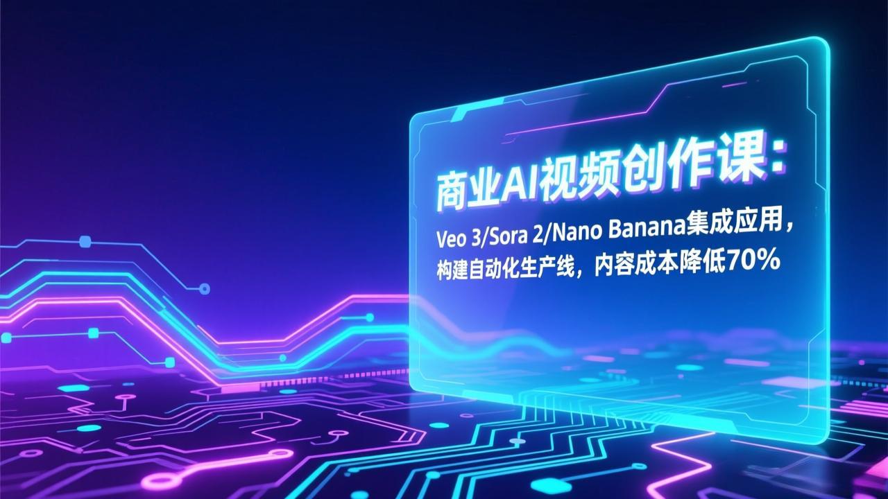 商业AI视频创作课：Veo 3/Sora 2/Nano Banana集成应用，构建自动化生产线，内容成本降低70%-米创网