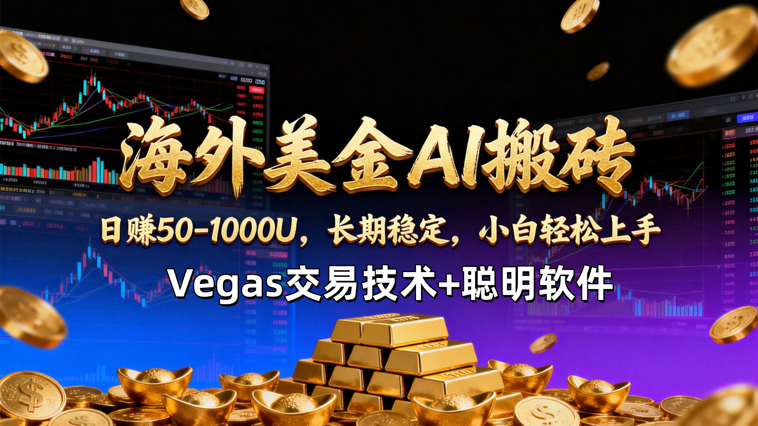 【海外美金AI搬砖】Vegas交易技术+聪明软件，日赚50-1000U，长期稳定，小白轻松上手。-米创网
