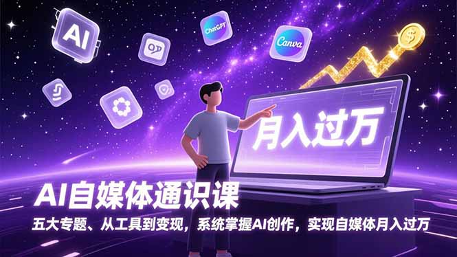 AI自媒体通识课，五大专题、从工具到变现，系统掌握AI创作，实现自媒体月入过万-米创网