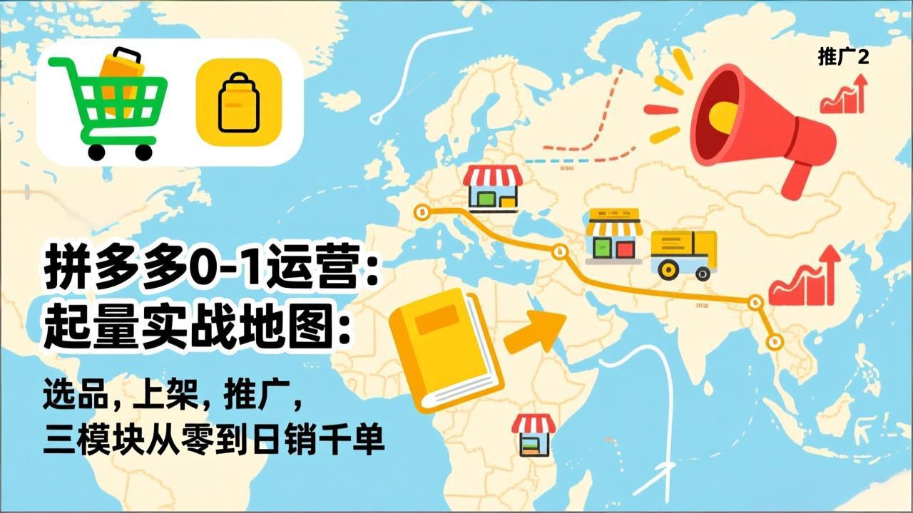 拼多多0-1运营：起量实战地图：选品，上架，推广，三模块从零到日销千单-米创网