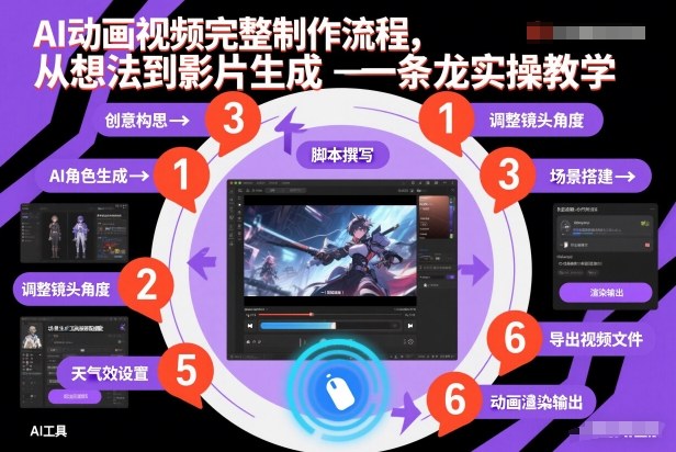 AI动画视频完整制作流程，从想法到影片生成一条龙实操教学-米创网