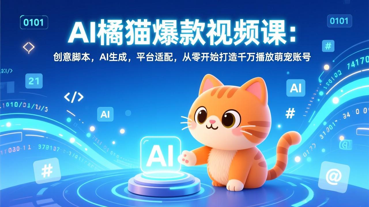AI橘猫爆款视频课：创意脚本，AI生成，平台适配，从零开始打造千万播放萌宠账号-米创网