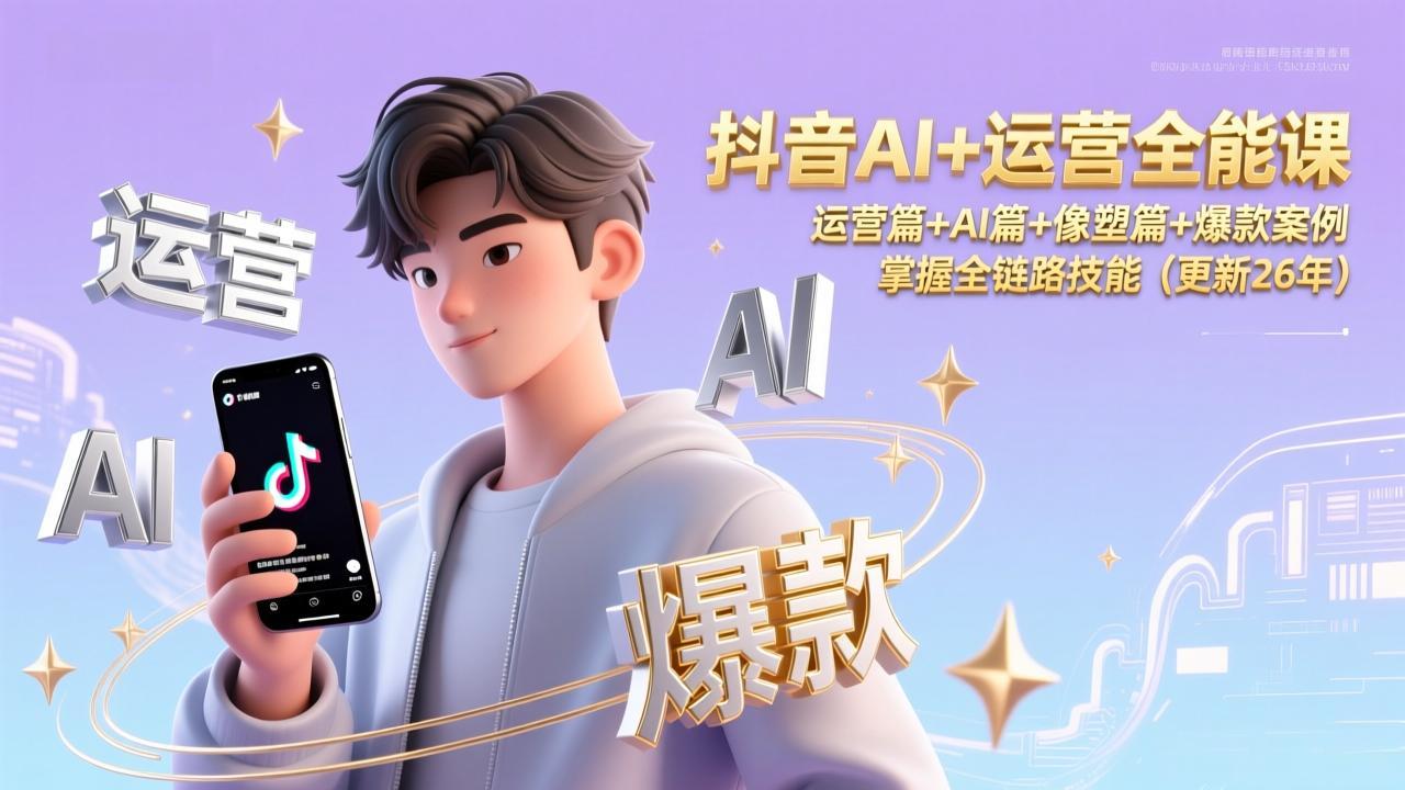 抖音AI+运营全能课，运营篇+AI篇+像塑篇+爆款案例，掌握全链路技能(更新26年-米创网