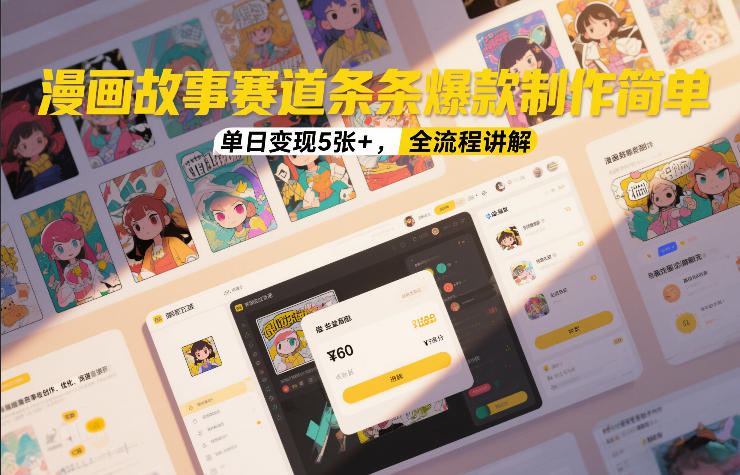 漫画故事赛道条条爆款制作简单，单日变现5张+，全流程讲解-米创网