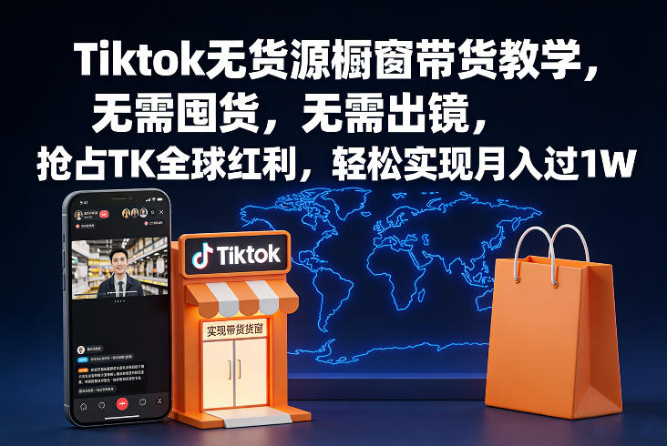 Tiktok无货源橱窗带货教学，无需囤货，无需出镜，抢占TK全球红利，轻松实现月入过1W-米创网