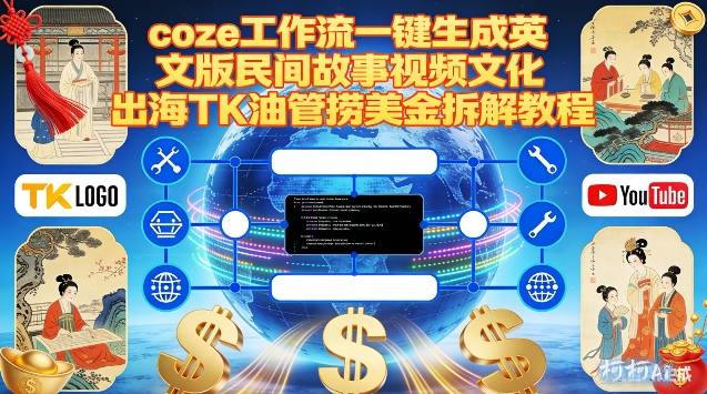 Coze扣子工作流一键生成英文版民间故事视频，文化出海TK油管捞美金拆解教程-米创网