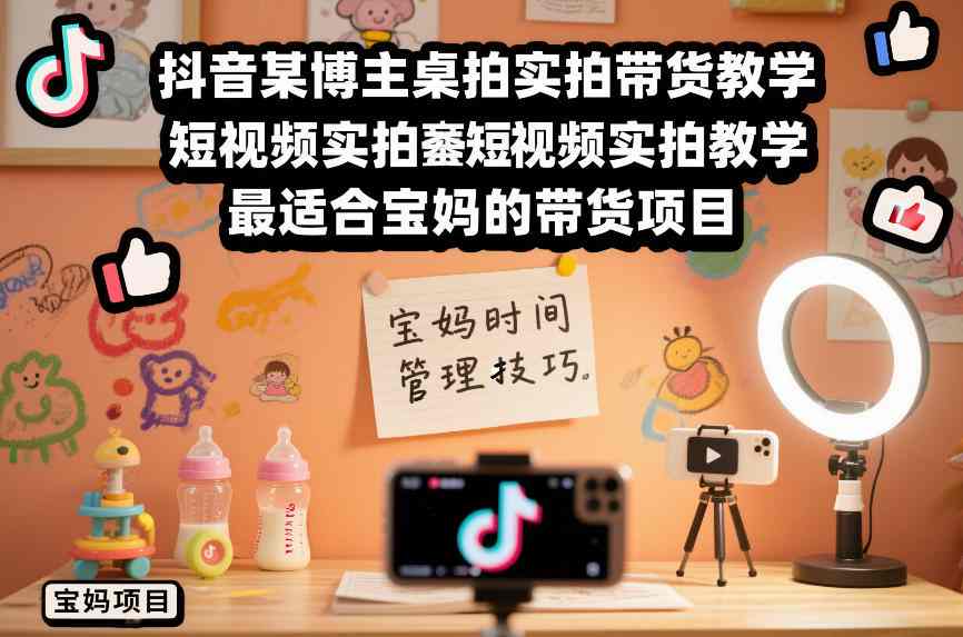 抖音某博主桌拍实拍带货教学，短视频实拍教学，最适合宝妈的带货项目-米创网