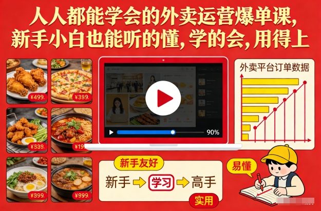 人人都能学会的外卖运营爆单课，新手小白也能听的懂，学的会，用得上-米创网