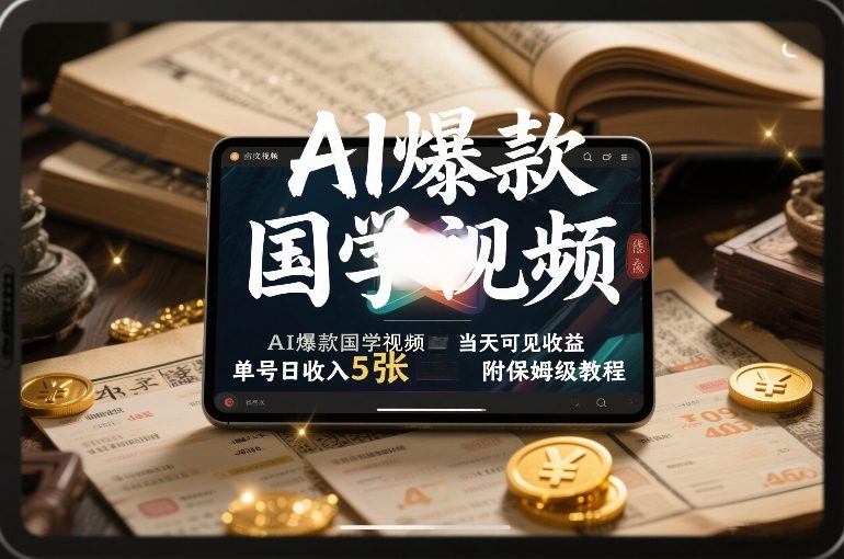 AI爆款国学视频，独家起号方法，小白直接上手，当天可见收益，单号日收入5张+附保姆级教程-米创网