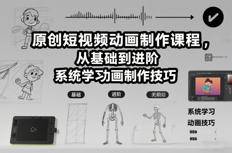 原创短视频动画制作课程，从基础到进阶，系统学习动画制作技巧-米创网