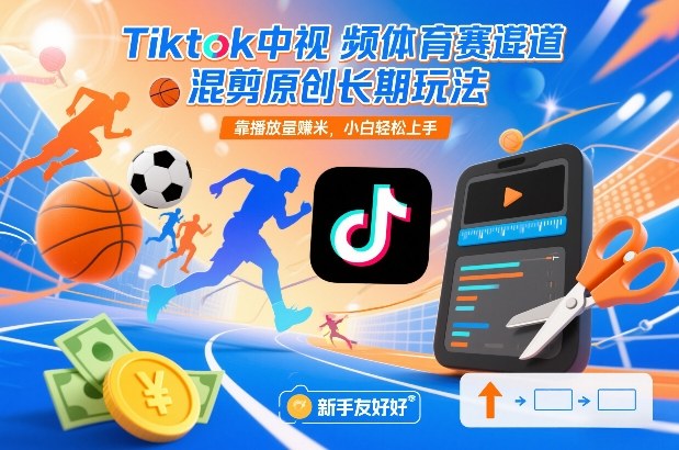 Tiktok中视频体育赛道混剪原创长期玩法，靠播放量賺米，小白轻松上手-米创网