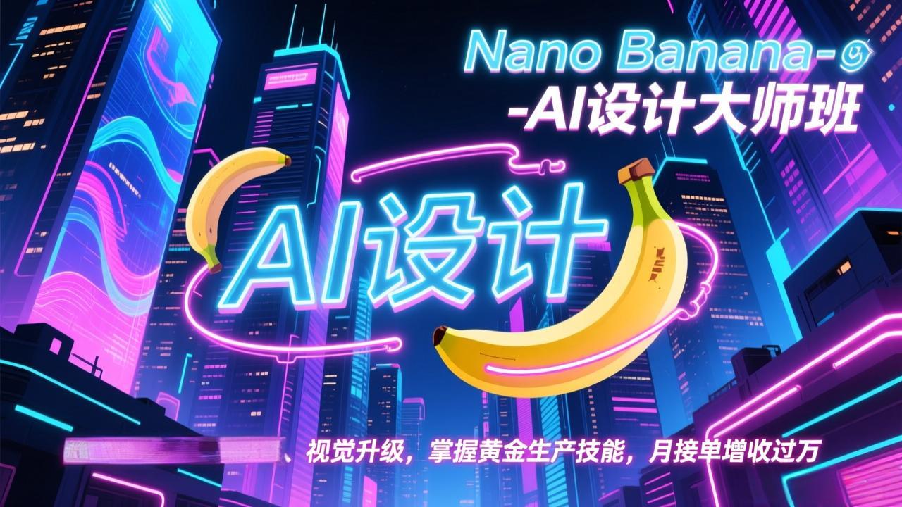 Nano Banana-AI设计大师班，修图合成、广告创作、视觉升级，掌握黄金生产技能，月接单增收过万-米创网