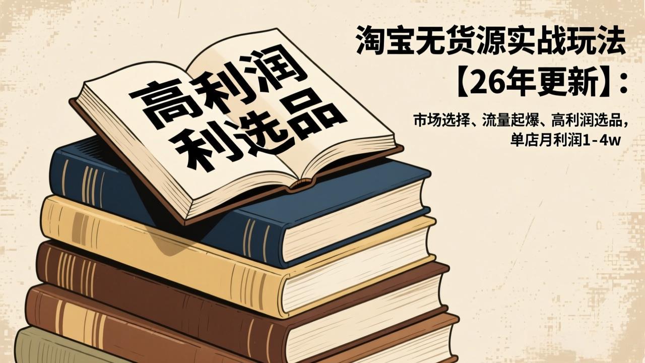淘宝无货源实战玩法【26年更新】：市场选择、流量起爆、高利润选品，单店月利润1-4w-米创网