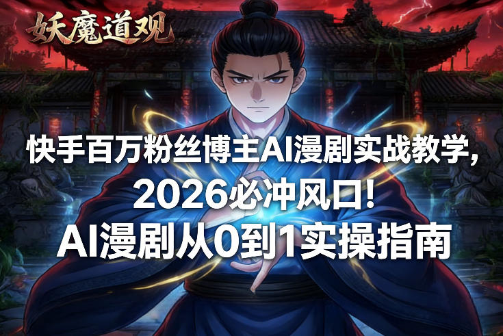 快手百万粉丝博主AI漫剧实战教学，2026必冲风口！AI漫剧从0到1实操指南-米创网