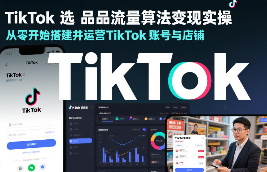 TikTok选品流量算法变现实操，从零开始搭建并运营TikTok账号与店铺-米创网