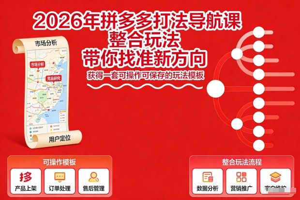 2026年拼多多打法导航课，整合玩法，带你找准新方向，获得一套可操作可保存的玩法模板-米创网