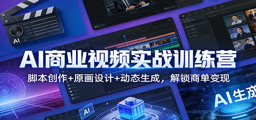 AI商业视频实战训练营：脚本创作+原画设计+动态生成，解锁商单变现-米创网