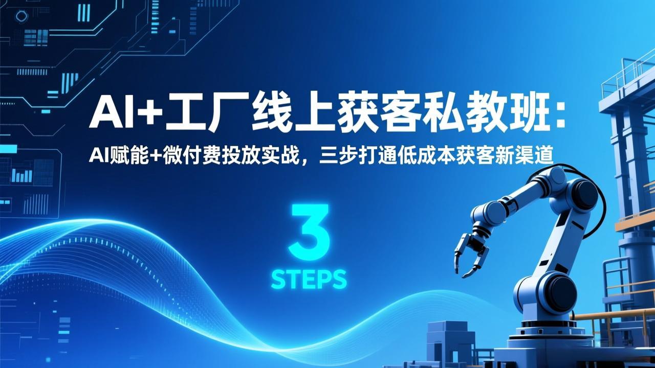 AI+工厂线上获客私教班：AI赋能+微付费投放实战，三步打通低成本获客新渠道-米创网