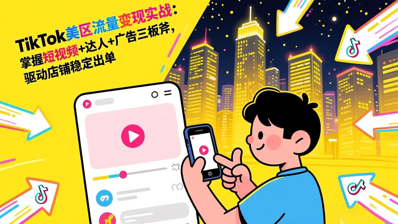 TikTok美区流量变现实战：掌握短视频+达人+广告三板斧，驱动店铺稳定出单-米创网