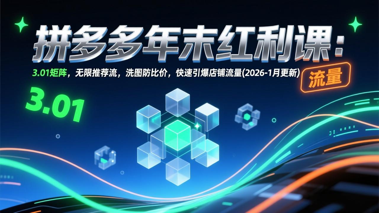 拼多多年末红利课：3.01矩阵，无限推荐流，洗图防比价，快速引爆店铺流量(2026-1月更新-米创网