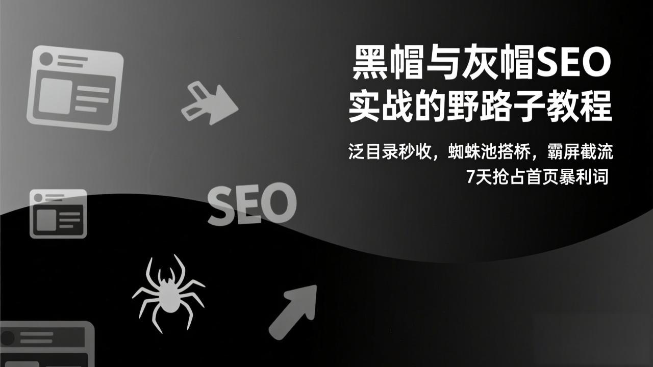 黑帽与灰帽SEO实战的野路子教程：泛目录秒收，蜘蛛池搭桥，霸屏截流，7天抢占首页暴利词-米创网