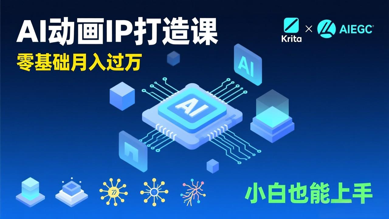 AI动画新手变现课，Krita+AIGC、模型训练、商单资源，零基础月入过万，小白也能上手-米创网