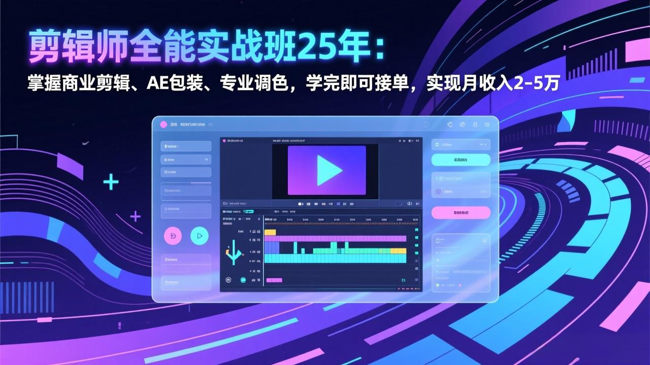 剪辑师全能实战班25年：掌握商业剪辑、AE包装、专业调色，学完即可接单，实现月收入2-5万-米创网