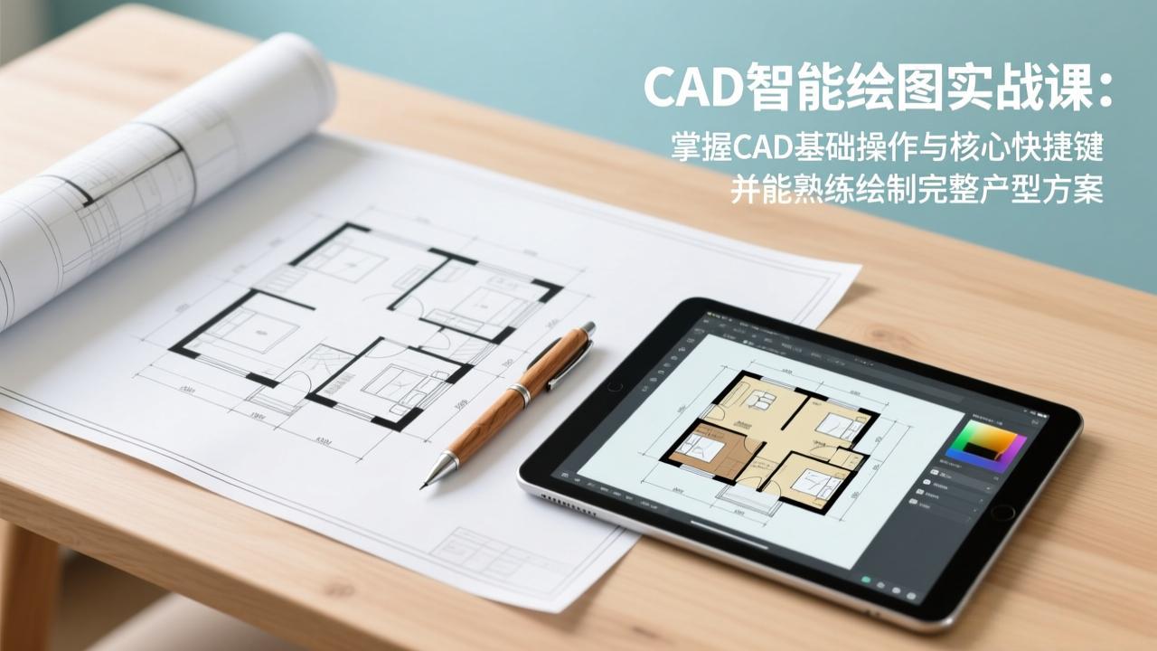 CAD智能绘图实战课：掌握CAD基础操作与核心快捷键，并能熟练绘制完整户型方案-米创网